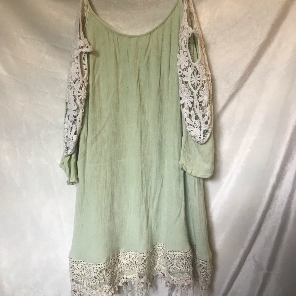 Mint green cold-shoulder dress